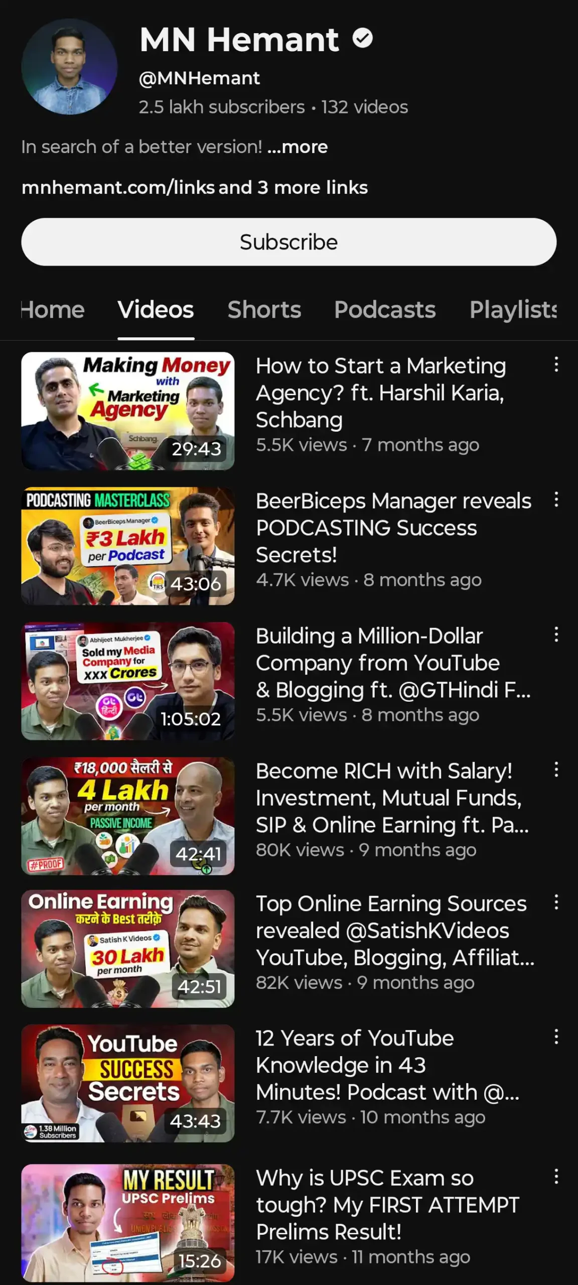 MN Hemant YouTube Channel