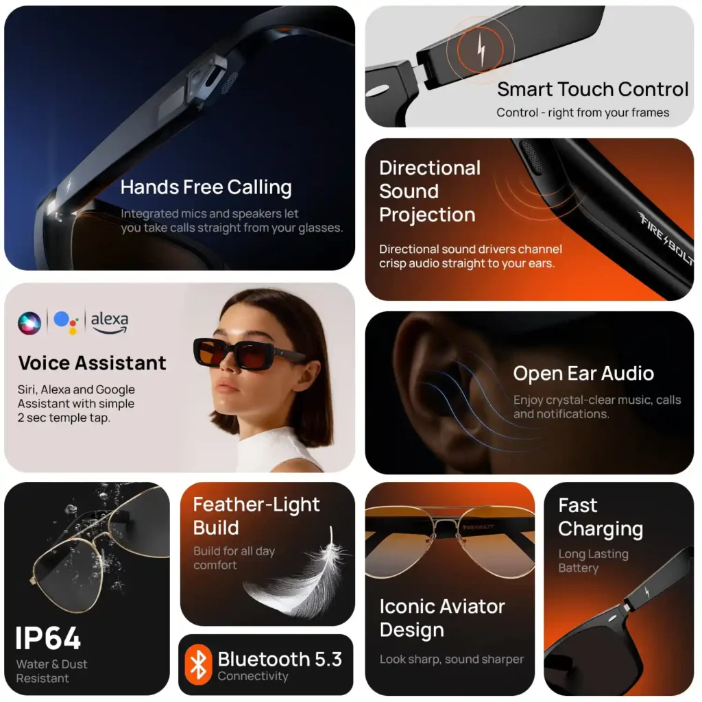 Fire Boltt Fire Lens Smart Glasses Features